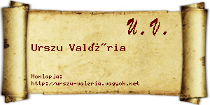Urszu Valéria névjegykártya